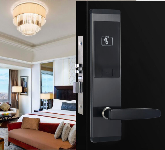 Έξυπνες κλειδαριές πορτών κραμάτων ψευδάργυρου ξενοδοχείων εισόδων Keyless καρτών ισχυρών κτυπημάτων οθόνης 0