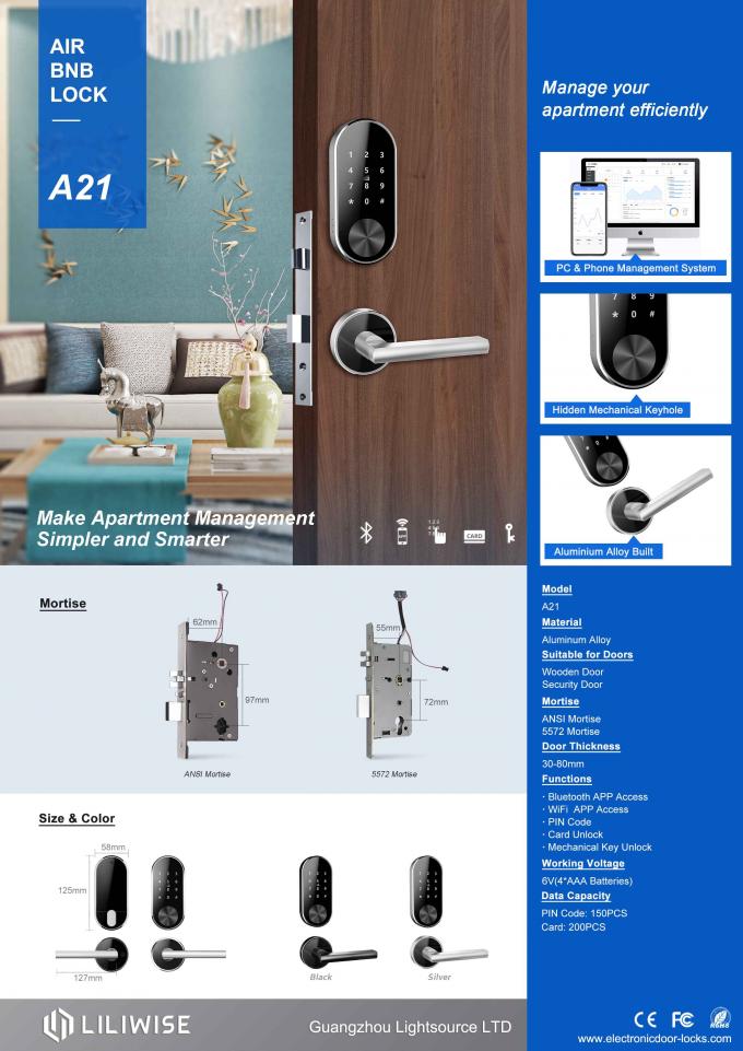 Διασπασμένη αντικλεπτική ψηφιακή κλειδαριά πορτών κωδικού πρόσβασης πρόσβασης WiFi Bluetooth κλειδαριών πορτών διαμερισμάτων για Airbnb 0
