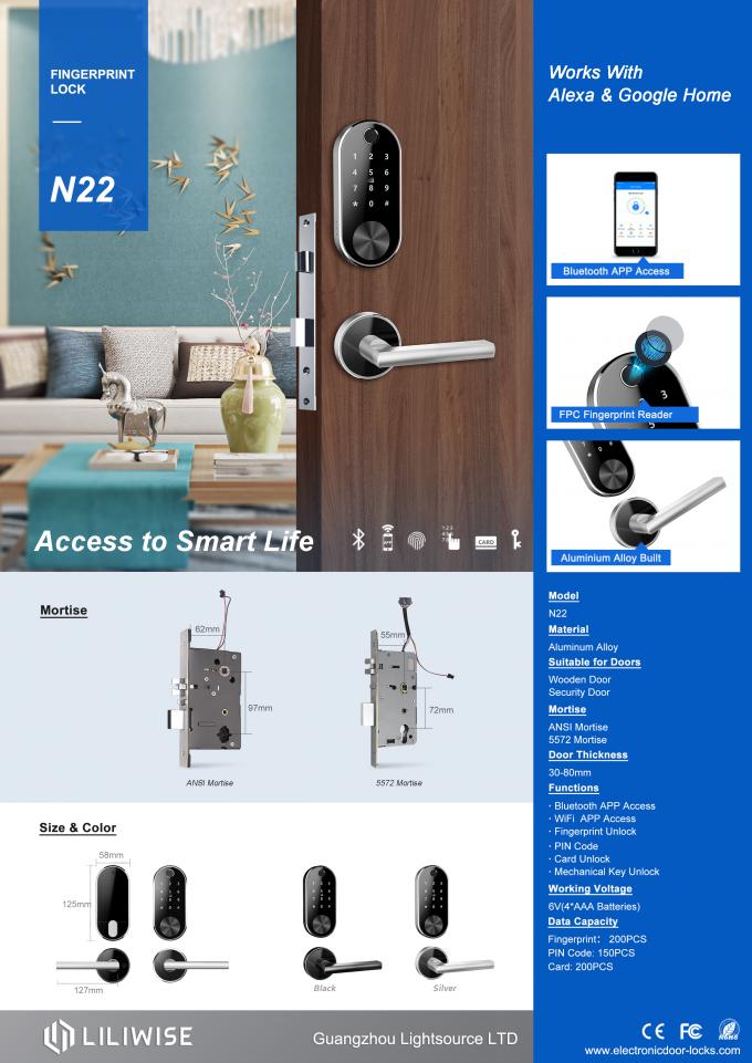 Bluetooth πορτών κλειδαριών ασύρματο Wifi ελέγχου ψηφιακό κράμα αργιλίου δακτυλικών αποτυπωμάτων διασπασμένο ηλεκτρονικό 1