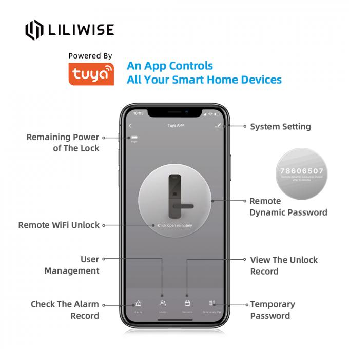 Passcode δακτυλικών αποτυπωμάτων Tuya κατοικιών κλειδαριών πορτών Airbnb ηλεκτρονική έξυπνη κλειδαριά πορτών Wifi καρτών 1