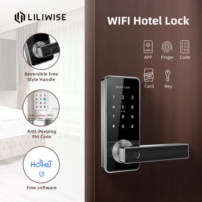 Το έξυπνο ξενοδοχείων πορτών βιομετρικό δακτυλικό αποτύπωμα εγχώριου Wifi κλειδαριών ευφυές ξεκλειδώνει 1