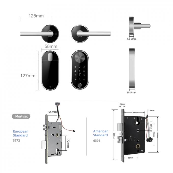 Ευρωπαϊκό τυποποιημένο κώδικα πορτών ασύρματο σύγχρονο σπίτι Bluetooth δακτυλικών αποτυπωμάτων κλειδαριών διασπασμένο βιομετρικό 1