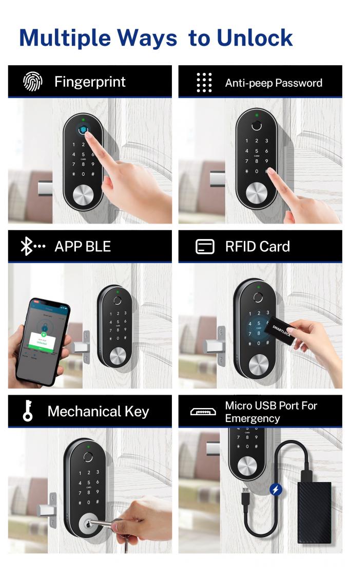 App WiFi ασφάλειας δακτυλικών αποτυπωμάτων έξυπνη κλειδαριά Deadbolt κλειδαριών αυτόματη 5