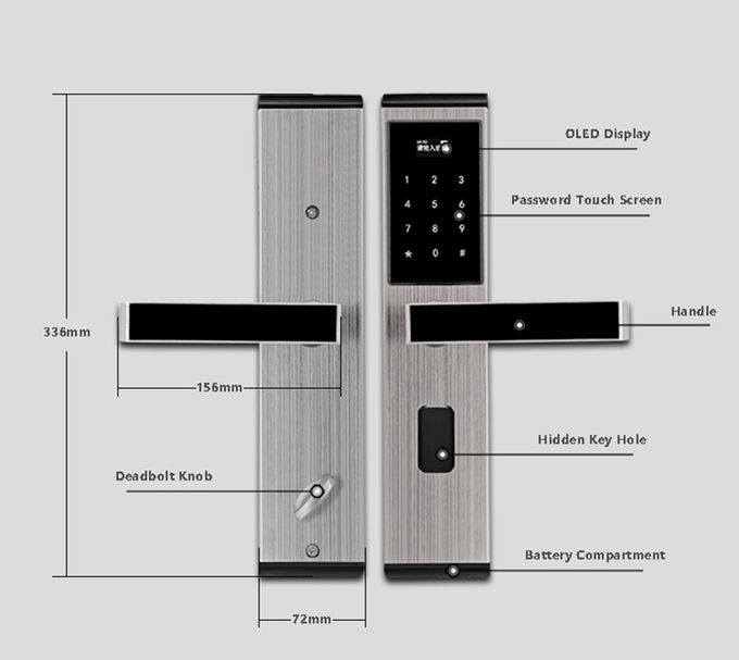 Κατοικημένη ηλεκτρονική ψηφιακή κλειδαριά πορτών, κλειδαριά μπροστινών πορτών Multifuction Keyless 3