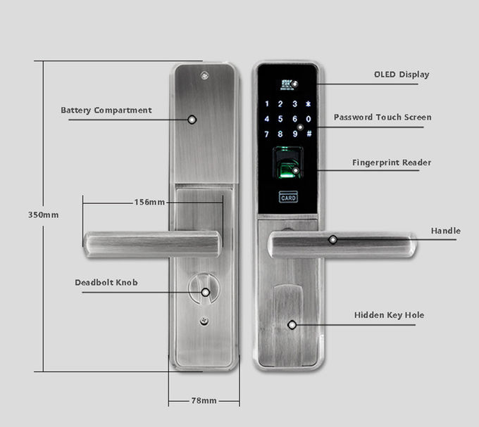 Ευφυής ψηφιακή κλειδαριά μπροστινών πορτών, αυτοματοποιημένη κλειδαριά πορτών οθόνης αφής κωδικός πρόσβασης 2