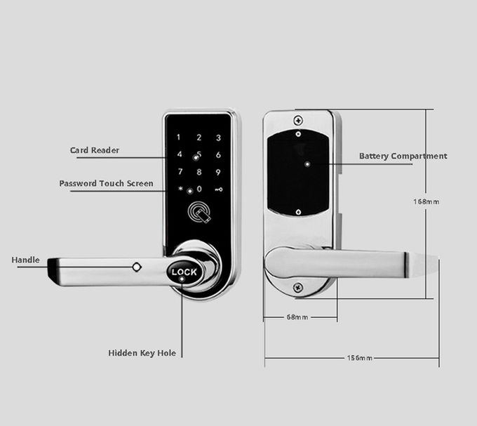 Κλειδαριά ελαφρύ 168mm * 68mm πορτών Bluetooth καρτών δακτυλικών αποτυπωμάτων για τα σπίτια 2