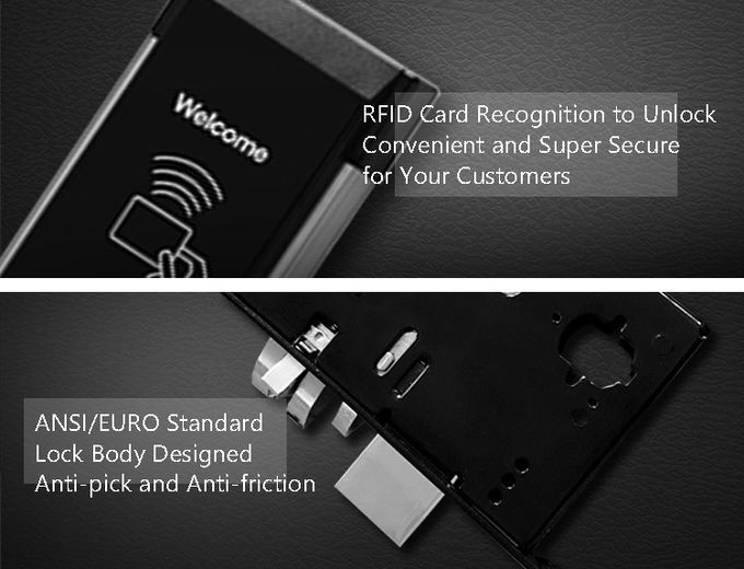 Η πόρτα δωματίου ξενοδοχείου κλειδώνει την έξυπνη έξοχη ασφάλεια καρτών δομών RFID μετάλλων 0
