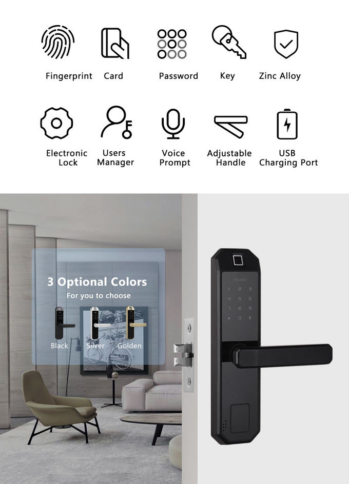 Ηλεκτρική κλειδαριά πορτών δακτυλικών αποτυπωμάτων ξενοδοχείων με την οθόνη κωδικού πρόσβασης αφής 1
