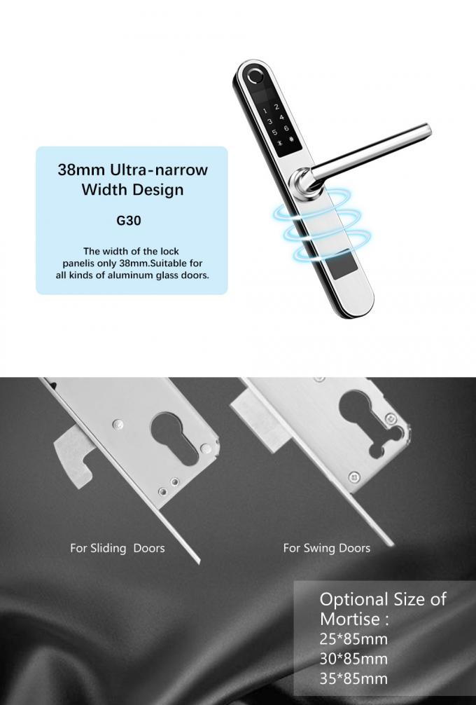 Έξυπνη RFID κλειδαριά πορτών ανίχνευσης δάχτυλων κωδικού πρόσβασης καρτών μόδας/κλειδαριά πορτών ταλάντευσης γυαλιού αργιλίου 1