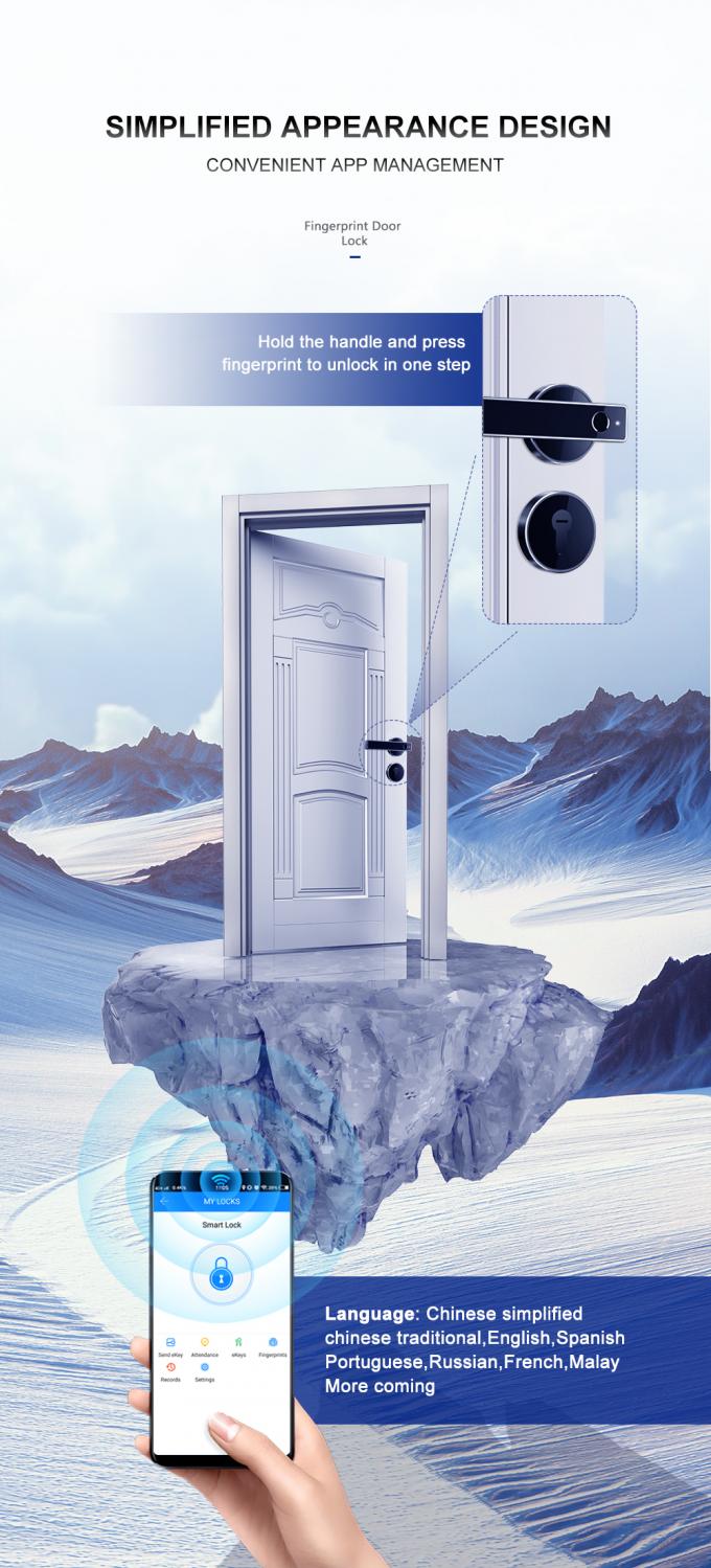 Κλειδαριά πορτών δακτυλικών αποτυπωμάτων κατοικιών/χωριστή κλειδαριά πορτών WiFi Bluetooth APP κυλίνδρων έξυπνη ηλεκτρονική 2
