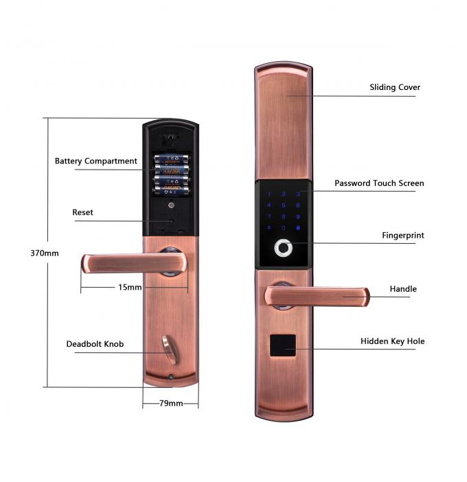 Υπαίθριος δακτυλικών αποτυπωμάτων γραφείου συρόμενων πορτών έλεγχος Bluetooth κλειδαριών βιομετρικός 5