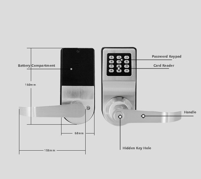 Κλειδαριά πορτών κουμπιών ώθησης υψηλής ασφαλείας, ασημένιο/χρυσό ηλεκτρονικό σύστημα βασικών εισόδων 3
