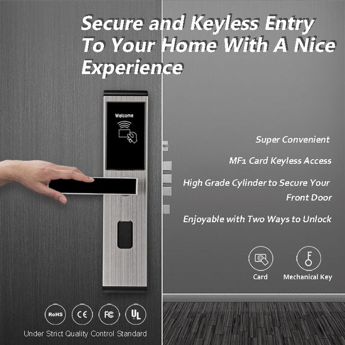 Κλειδαριές πρόσβασης Keyless ανοξείδωτου, ψηφιακές κλειδαριές πορτών δωματίου ξενοδοχείου καρτών RFID 0