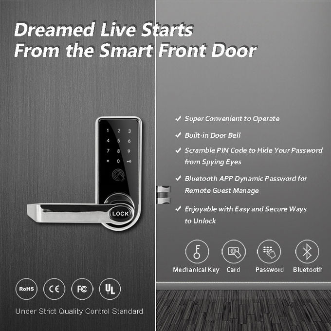 Κλειδαριά πορτών αριθμητικών πληκτρολογίων Keyless, App Bluetooth καρτών κωδικού πρόσβασης ψηφιακή κλειδαριά για το σπίτι 0