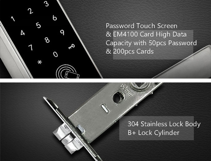 Κλειδαριά ελαφρύ 168mm * 68mm πορτών Bluetooth καρτών δακτυλικών αποτυπωμάτων για τα σπίτια 1