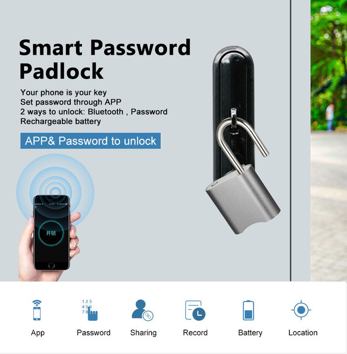 Έξυπνη κλειδαριά πορτών κώδικα ασφάλειας/ψηφιακό λουκέτο ελέγχου Bluetooth κουμπιών κωδικού πρόσβασης πολλών χρήσεων 0